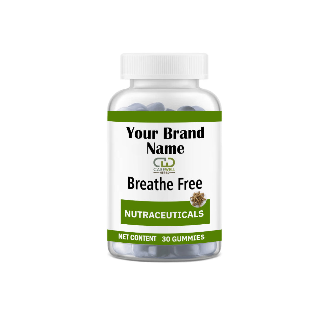 Breathe Free Herbal Respiratory Support Gummies – 30 Count Carewell Herbs | Private Label | Custom Formulation & Flavors | Bulk Available