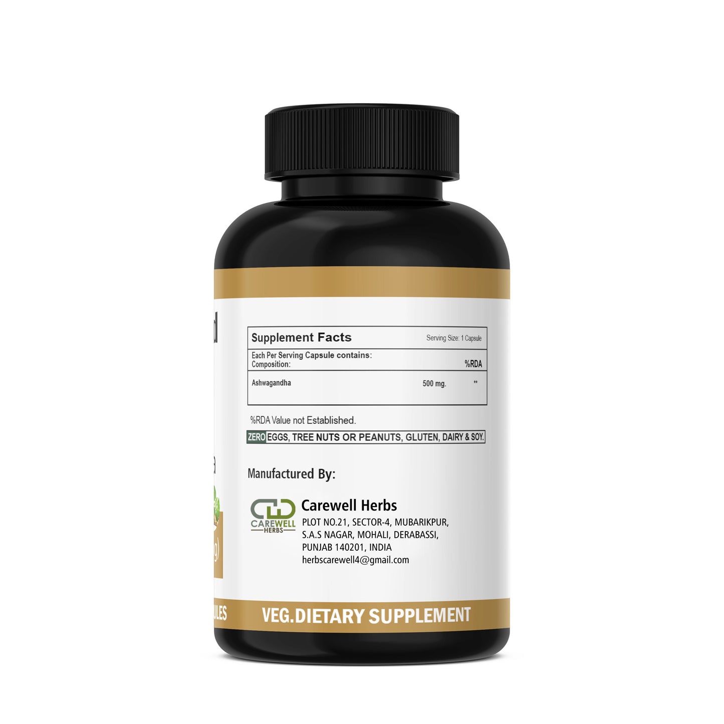 Ashwagandha 500mg Capsules by Carewell Herbs ODM OEM
